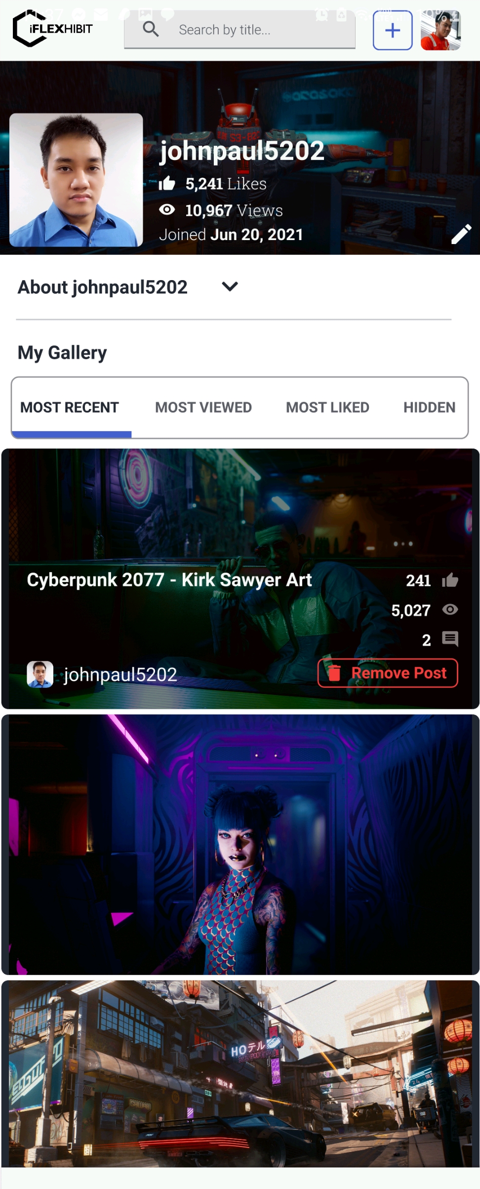 iFLEXHIBIT - Owner's Profile Page